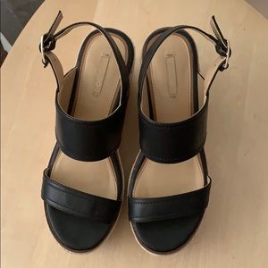 Aldo black wedge sandals